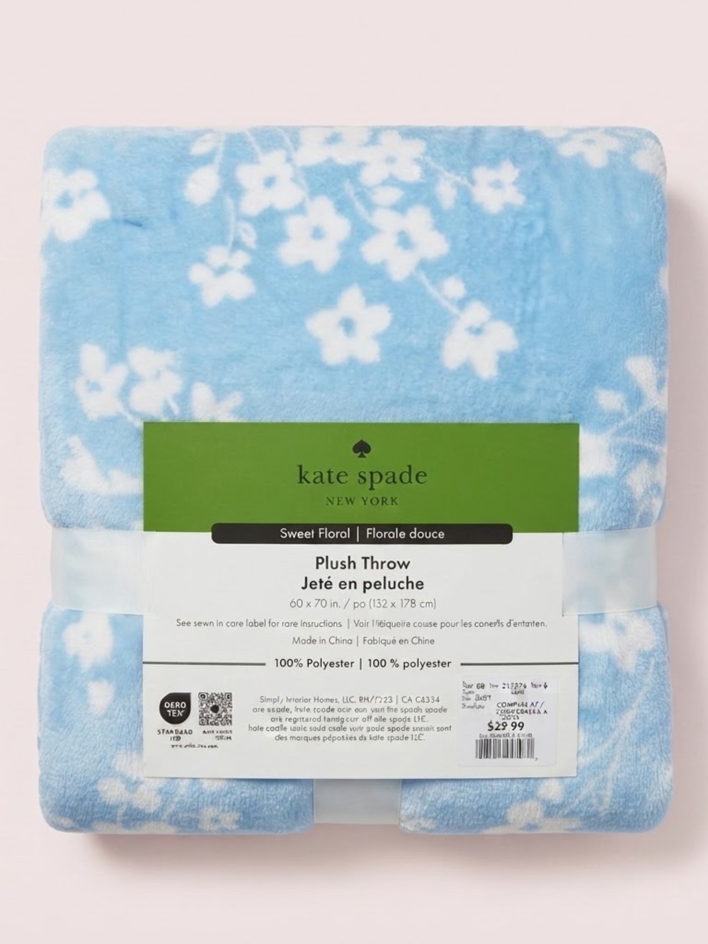 kate spade Plush Throw Blanket - Blue Floral